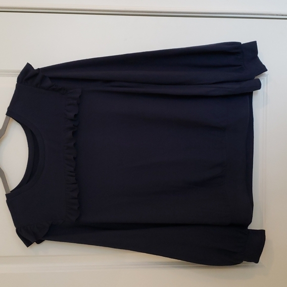 Cupio Women's Long Sleeve Ruffle Chest Knit Top Navy - Size XL - Picture 3 of 7